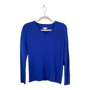 Croft & Barrow Women's v neck Blue Sweater 100% cotton